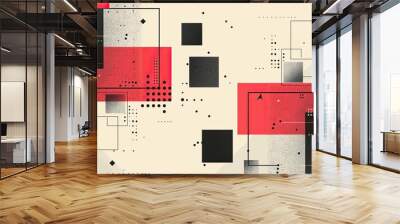 big outlined squares and halftone background design, clean, flat background, duo tone color Wall mural