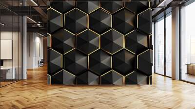 black and gold geometric background Wall mural