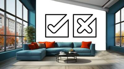 Check marks. Tick and cross vector icons. Yes and No symbols. Vector illustration. Wall mural