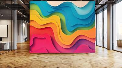 colorful background paper cut style Wall mural