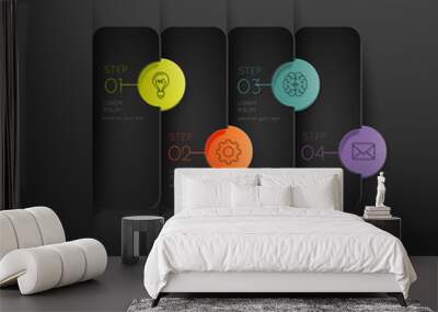 Step-by-step. Colour 3D illustration. Wall mural