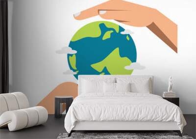 someone holding a small globe in their hands Wall mural