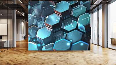 a background abstract of colorful hexagons Generative AI Wall mural