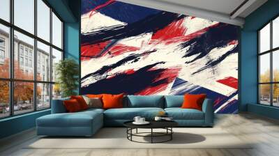 A background design with navy blue, white and red brush strokes The pattern is dense but overlapping to create depth and texture Generative AI Wall mural