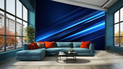 a blue and blue background with light lines Generative AI Wall mural