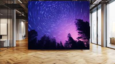 a purple and blue star trail image Generative AI Wall mural