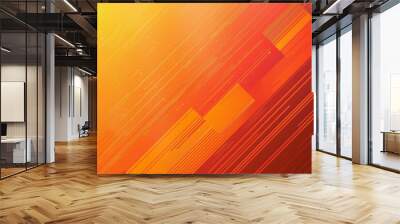 A vibrant orange gradient background with diagonal geometric patterns Generative AI Wall mural