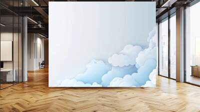 Abstract cloud technology background vector presentation design with white and blue colors on a light gray background Generative AI Wall mural