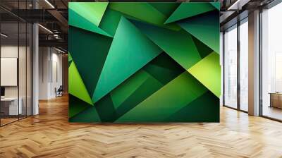 abstract light and green geometric triangle pattern Generative AI Wall mural