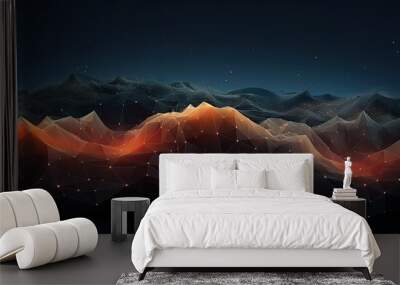 an abstract image of mountains on dark background Generative AI Wall mural