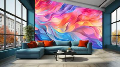 an abstract motion background with rainbow colored lights and waves Generative AI Wall mural