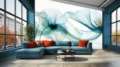 blue flower on white background Generative AI Wall mural