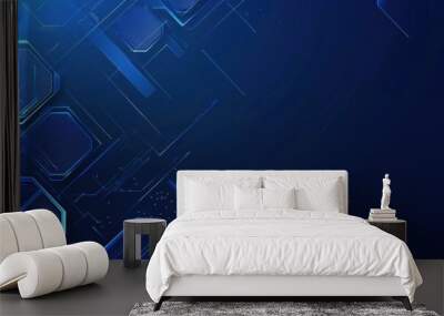 Blue technology background with geometric lines and gradient for banner, cover or presentation design Generative AI Wall mural