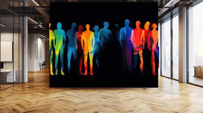 colorful human figures in blue and white for silhouette background Generative AI Wall mural