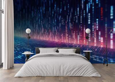 computer background with binary code blurred Generative AI Wall mural