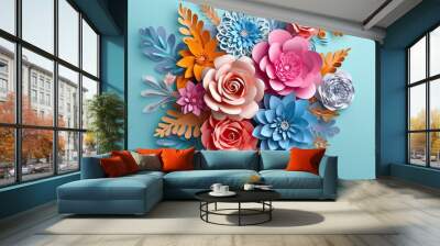 floral paper flower 3d model Generative AI Wall mural