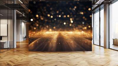 gold light beams moving across the dark nighttime Generative AI Wall mural