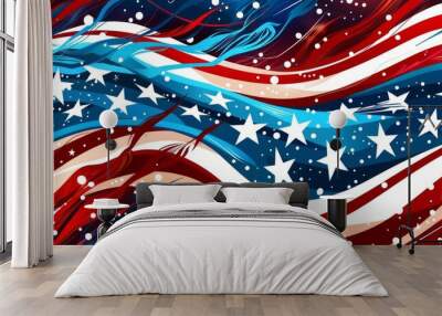 greeting card background in an abstract patriotic style in the style of minimalist monochromes Generative AI Wall mural