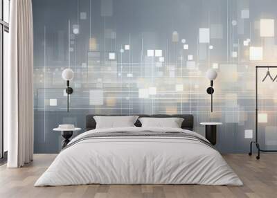 grey light grid with lines and dots in it Generative AI Wall mural