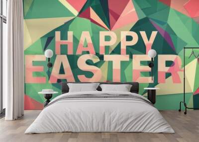 happy easter background in the style of bold geometrics Generative AI Wall mural