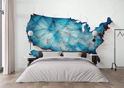 information network service providers united states map with lines illustration Generative AI Wall mural