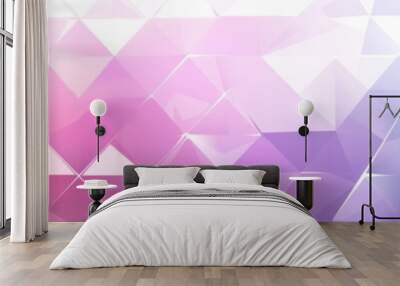 Light colorful background with triangle shapes in white, pink and blue gradient colors with line art and geometric style Generative AI Wall mural