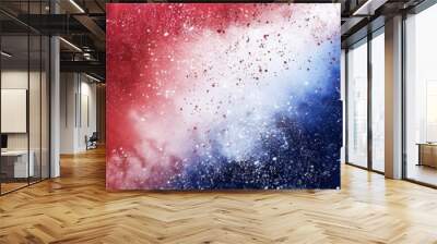 Red, white and blue powder explosion on isolated background French flag concept 4th of july concept Generative AI Wall mural