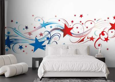 Red, white and blue stars with swirls Generative AI Wall mural