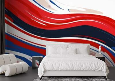 Red, white and blue vector background with flowing lines Generative AI Wall mural