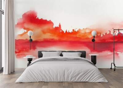 Red watercolor background, red gradient, red texture, dark red, red color, red background, red texture Generative AI Wall mural