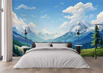 scenic mountain landscape Generative AI Wall mural