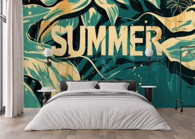 SUMMER retro background Generative AI Wall mural