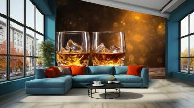 two tall glasses of whiskey Generative AI Wall mural