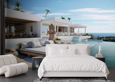 villas in mykonos with pool Generative AI Wall mural