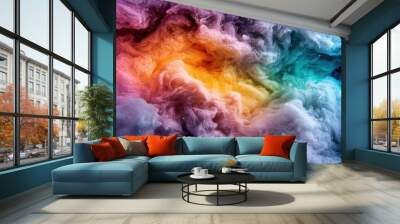 Abstract dramatic background featuring a clean white wall, intense colors and shapes creating a striking effect Wall mural