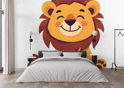 Cute and Happy lion Character in Simple Cartoon Style

 Wall mural