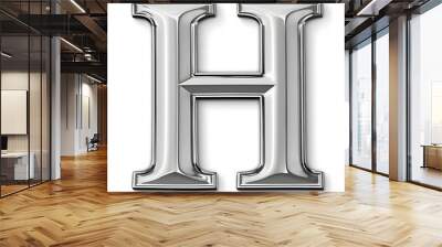 Shiny Silver letter h on White Background Wall mural