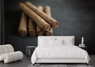 cigar on black background Wall mural