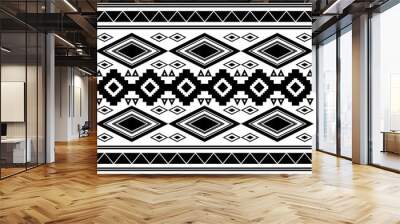 Traditional mexican seamless pattern in black and white. Wall mural