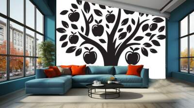 Apple tree vector logo icon  silhouette  (90).eps Wall mural