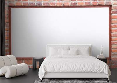 Abstract square red brick wall with white empty space for design Wall mural