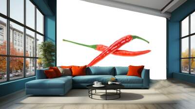 Fresh red thai hot chili isolated on white Wall mural