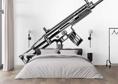 design vector black and white gun fn scar Wall mural