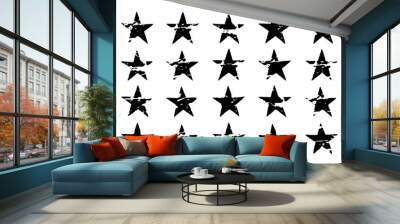 Black grunge star imprints Wall mural