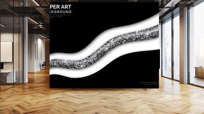 Black paper art with silver glitter Wall mural