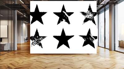 Set of grunge black star imprints Wall mural