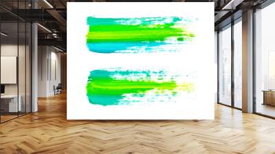 Two green and turquoise brush strokes Wall mural