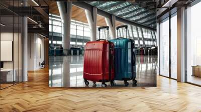 Suitcases in airport Travel concept Wall mural