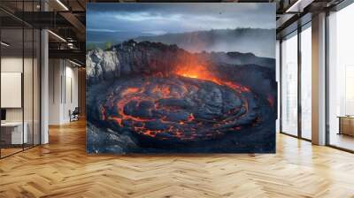 view of a volcano's crater Wall mural