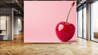 cherry on a pink background Wall mural